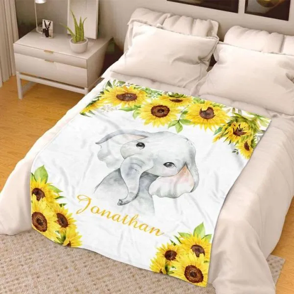 Personalized Elephant Blanket With Name Ⅱ 09