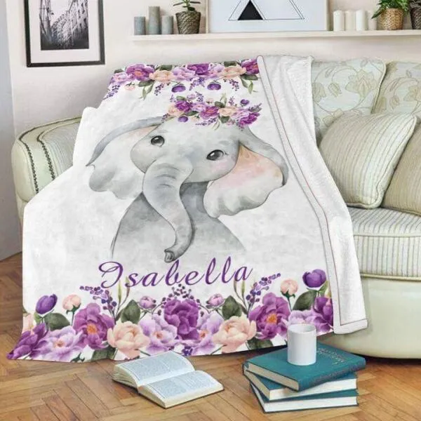 Personalized Elephant Blanket With Name Ⅱ 11