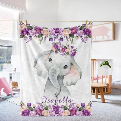 Personalized Elephant Blanket With Name Ⅱ 11