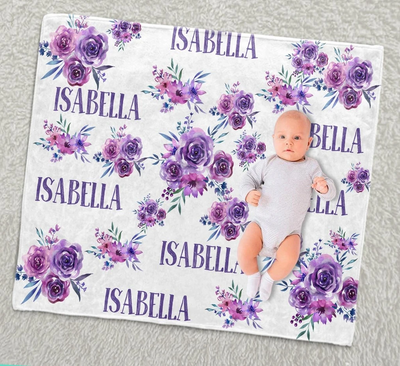 Personalized Monogram Floral Baby Blanket Ⅲ 02