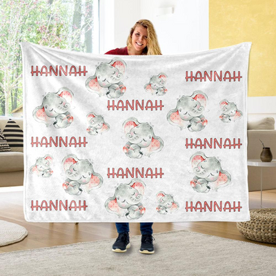 Personalized Elephant Blanket With Name Ⅱ 15