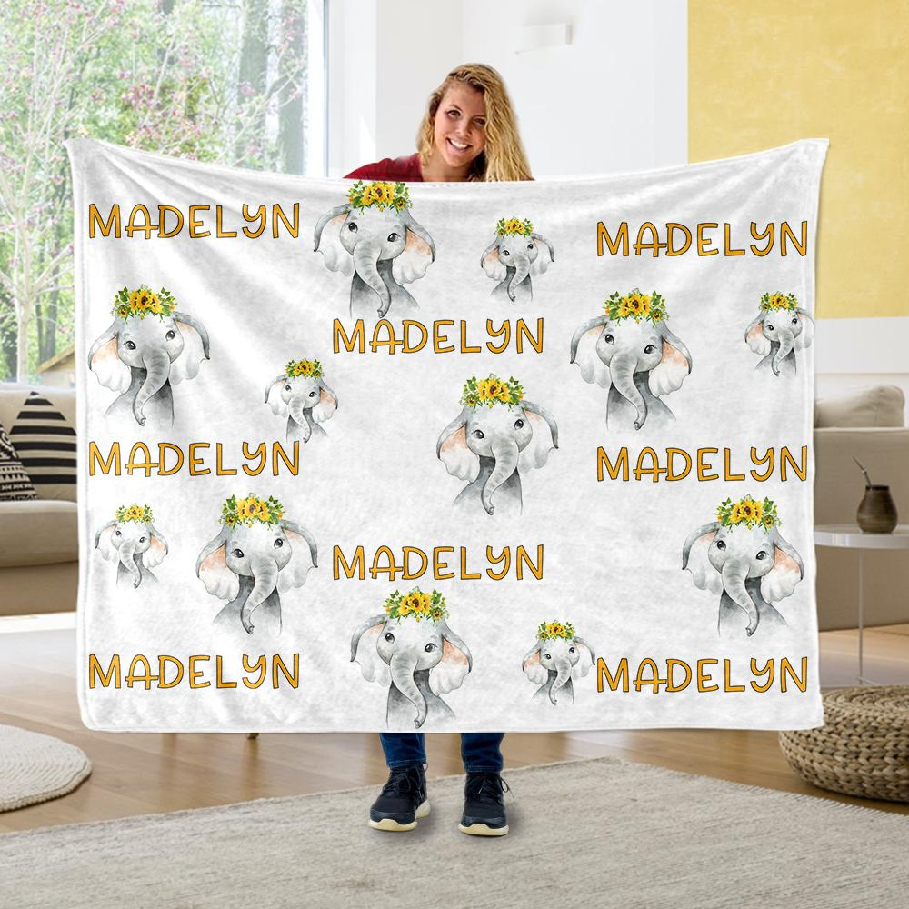 Personalized Elephant Blanket With Name Ⅱ 19