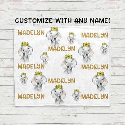 Personalized Elephant Blanket With Name Ⅱ 19