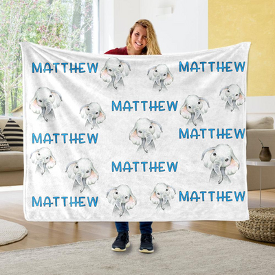 Personalized Elephant Blanket With Name Ⅱ 21