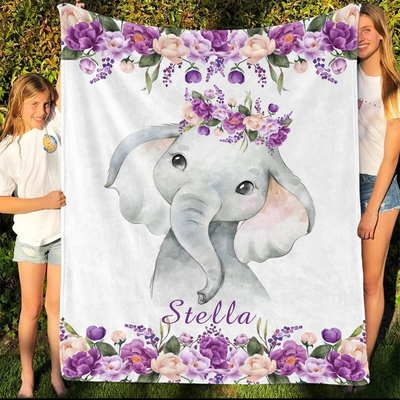 Personalized Elephant Blanket With Name Ⅱ 14