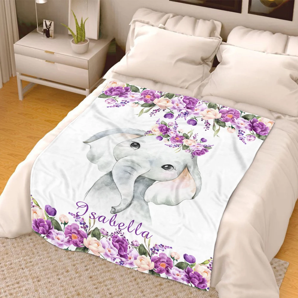 Personalized Elephant Blanket With Name Ⅱ 14