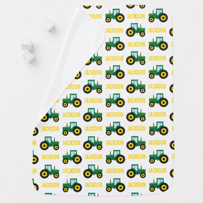 PERSONALIZED Farm Tractor Baby Swaddle Blanket