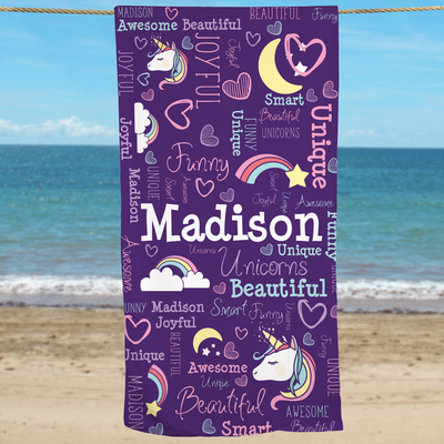 Word Art Personalized Unicorn Beach Towel Ⅲ06