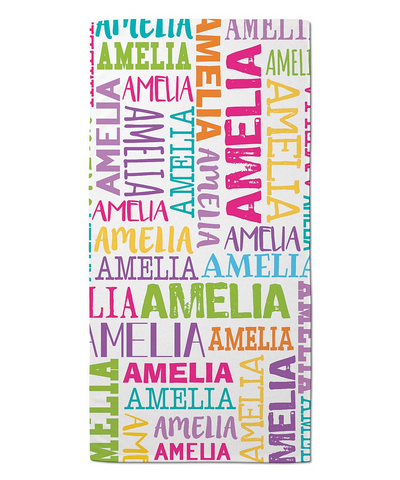 White & Pink Pastel Personalized Beach Towel