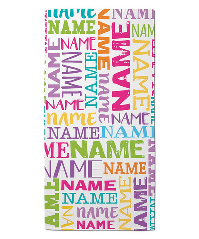 White & Pink Pastel Personalized Beach Towel