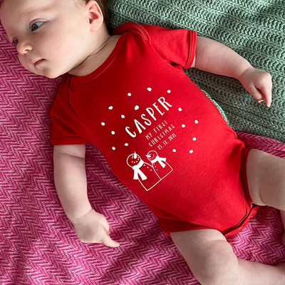 Personalised My First Christmas Snow Baby Grow