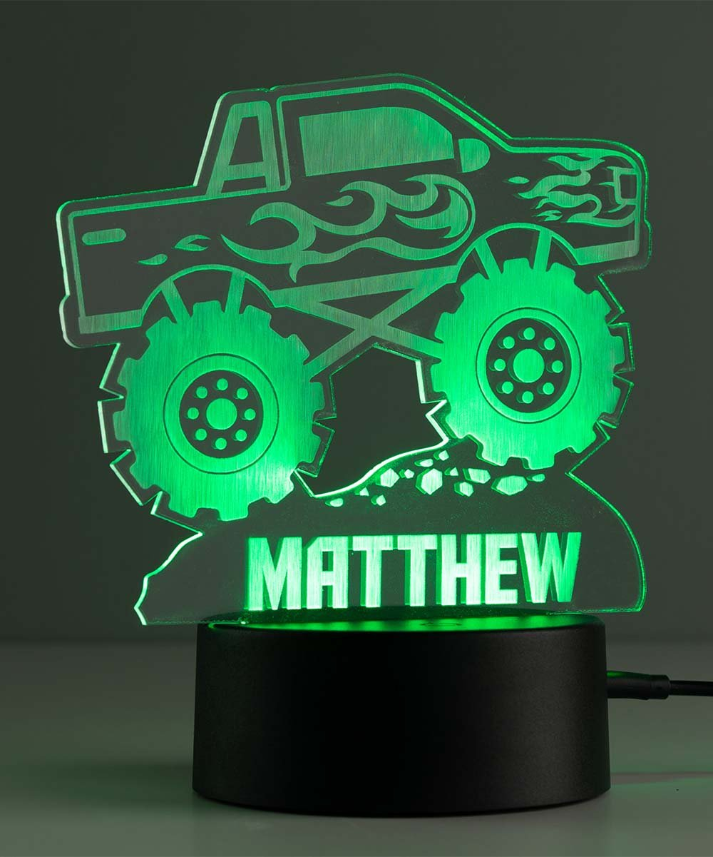 Multicolored Monster Truck Personalized Name Night Light