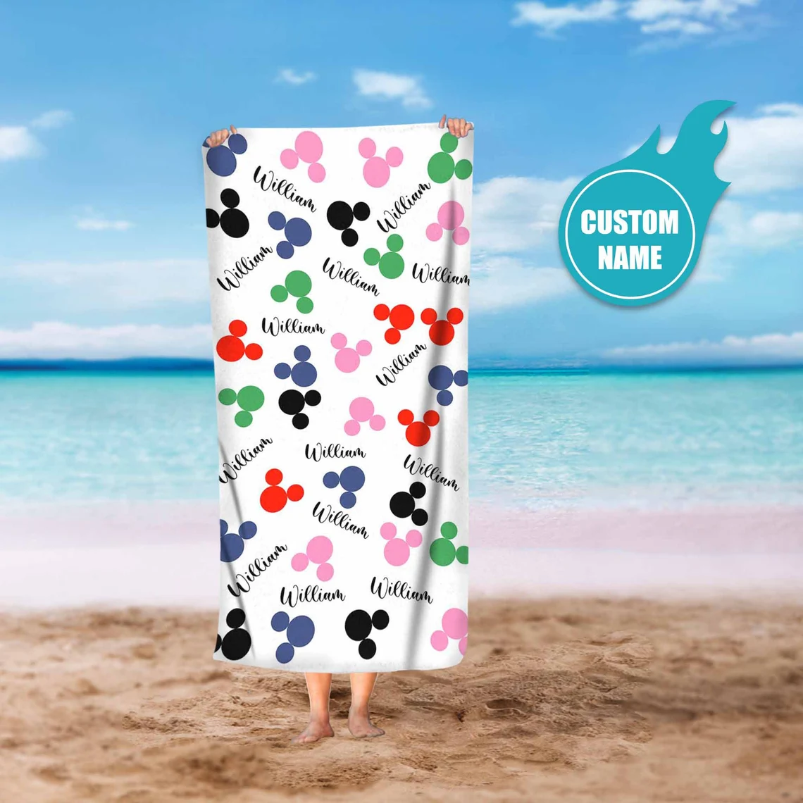 Mickey Head Personalized Towel For Kid