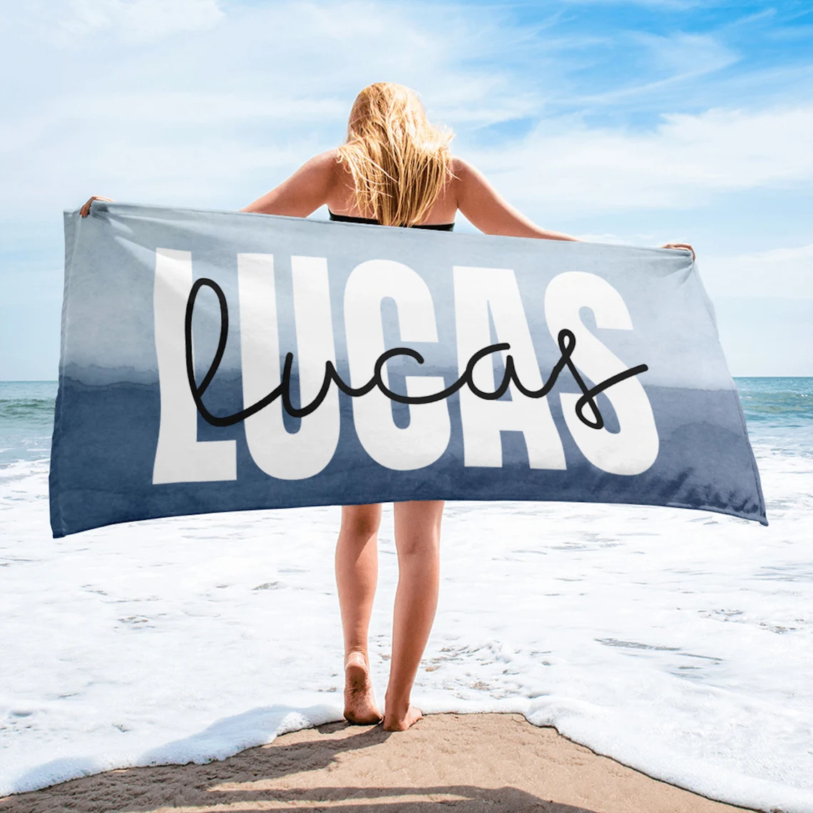 Beach Towel with Name Large 30x60 inch Terry Cloth Beach Towel