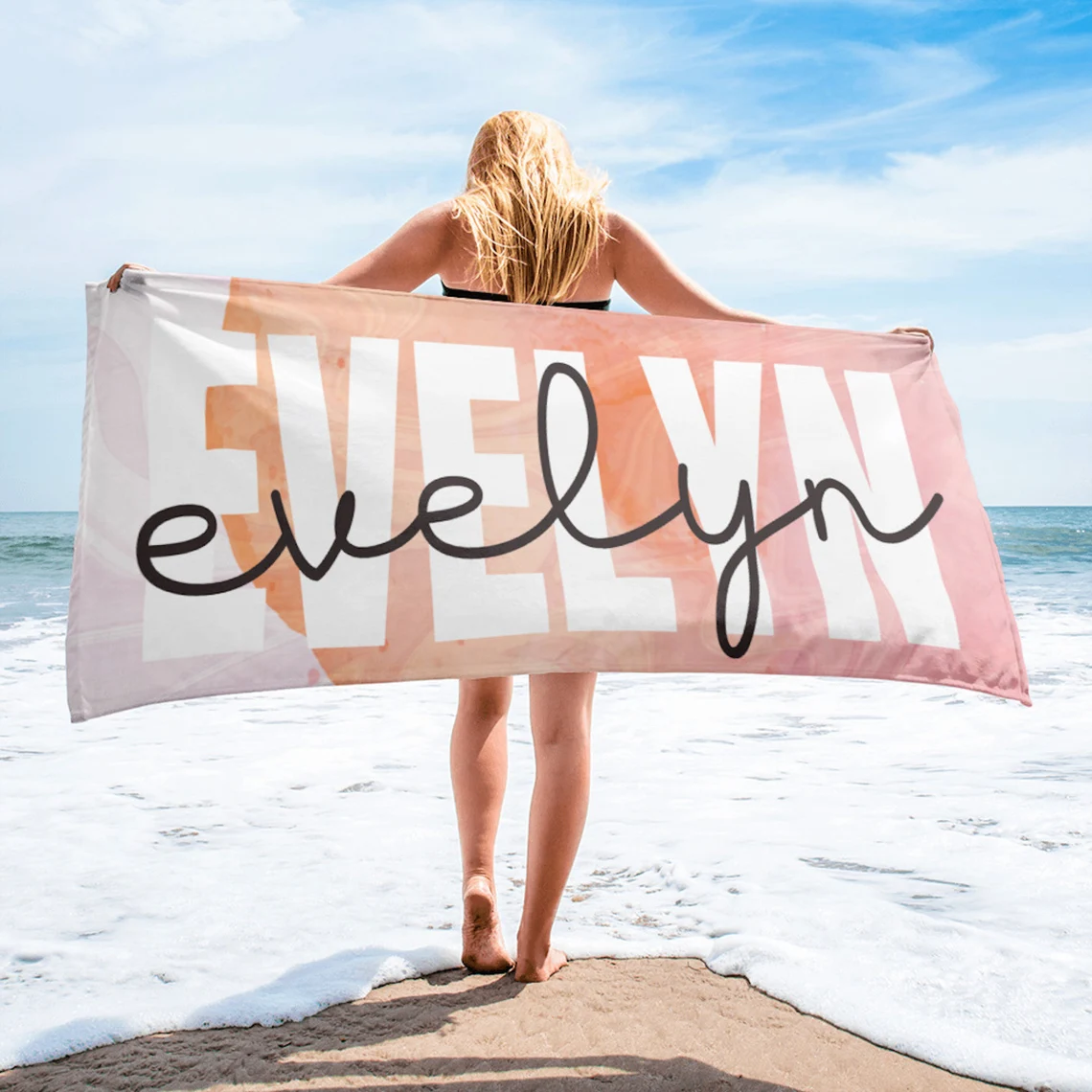 Beach Towel with Name Large 30x60 inch Terry Cloth Beach Towel