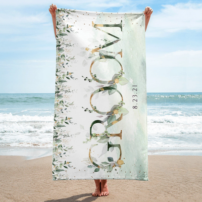 Bride Beach Towel Personalized with Name,
