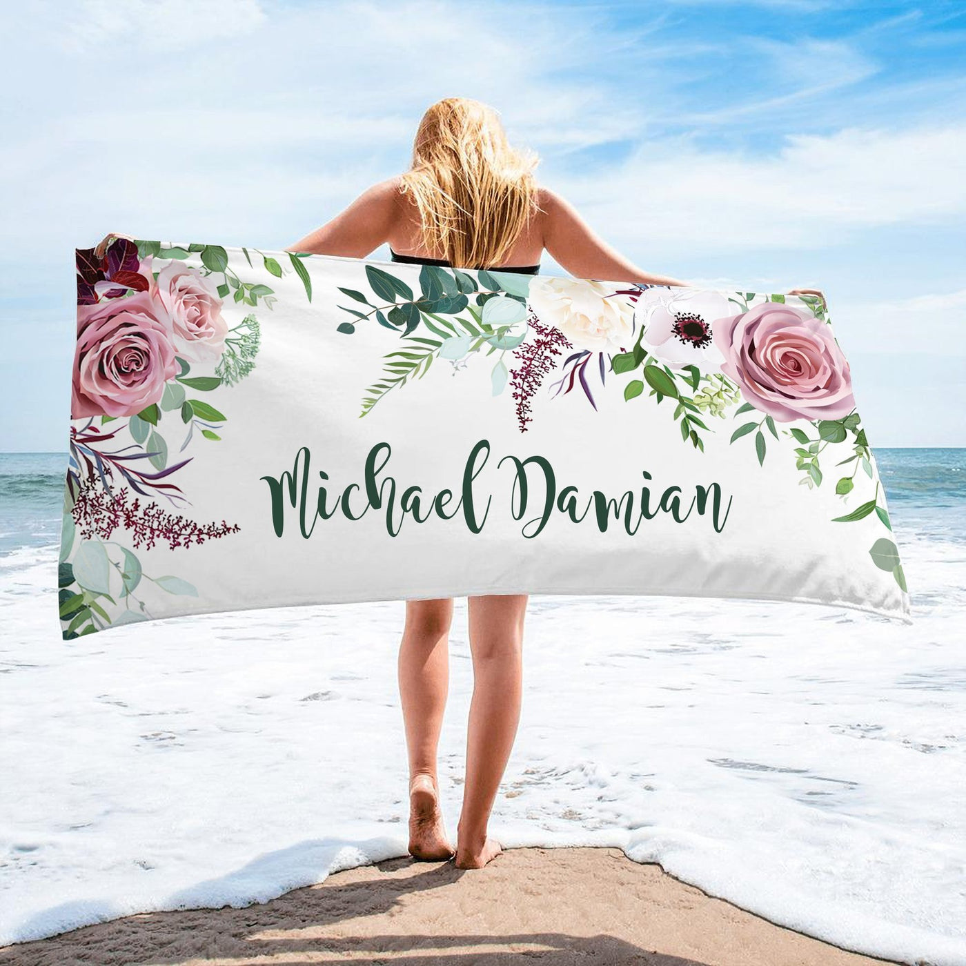 Personalized Beach Towels With Floral 5