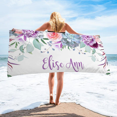 Personalized Beach Towels With Floral