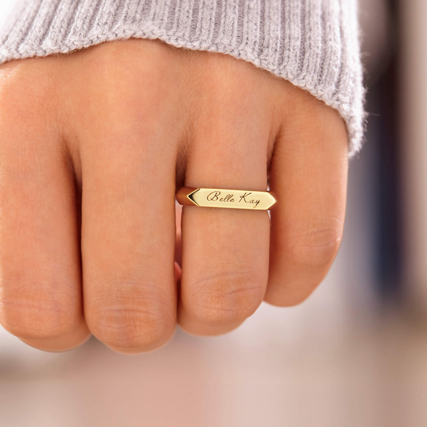 PERSONALIZED ENGRAVED NAME MINIMALIST BAR RING
