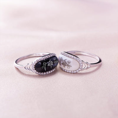 S925 PERSONALIZED BIRTH FLOWER AGATE RING