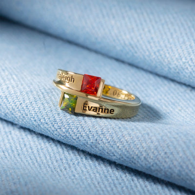 PERSONALIZED NAME & MEMORIAL DAY BIRTHSTONE RING