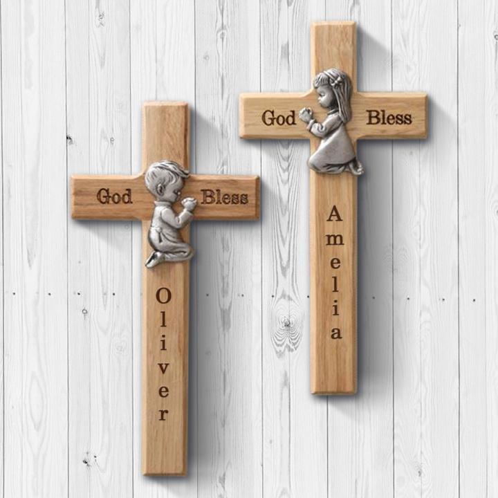 Prayerful Personalized Wood Cross