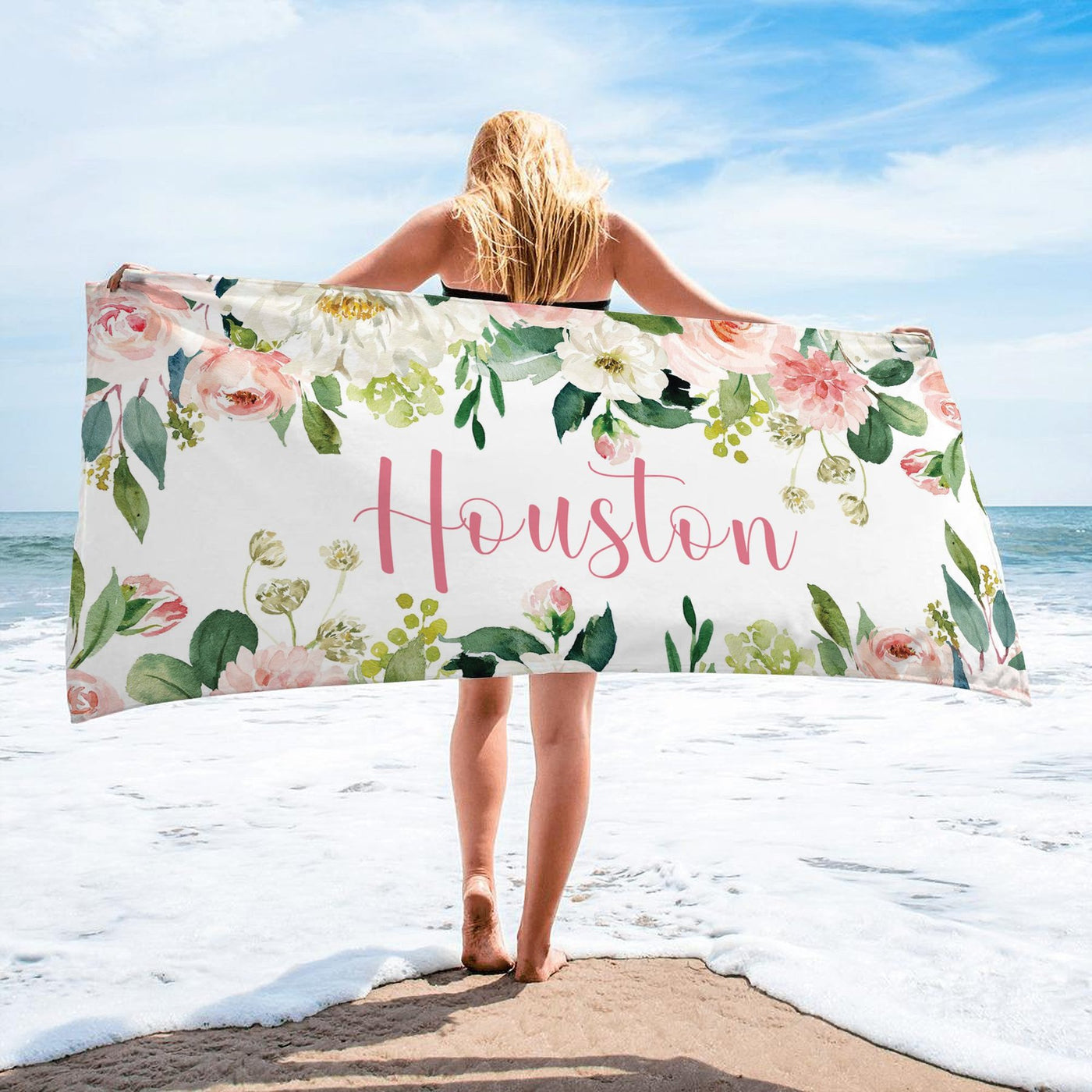 Personalized Beach Towels With Floral 3