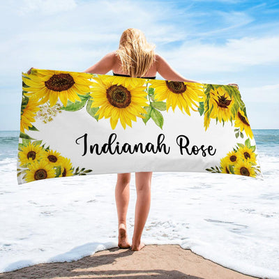 To My Daughter Personalized Beach Towels With Sunflower