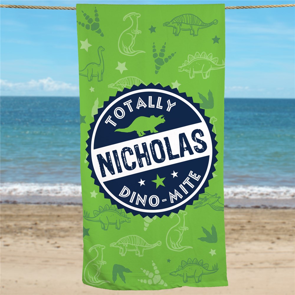 Dino Mite Personalized Beach Towel