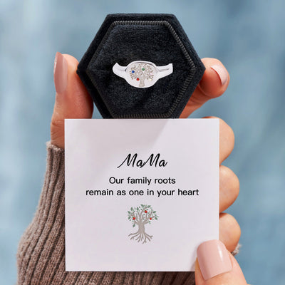 PERSONALIZED 1-6 BIRTHSTONES RING-OUR FAMILY ROOTS REMAIN AS ONE