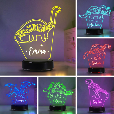 Custom Dinosaur Children's Night Lights with Name