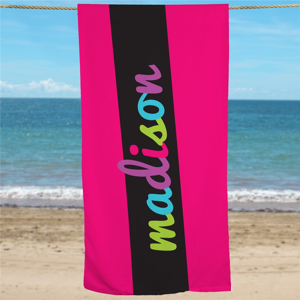 Girls Multi Color Personalized Name Beach Towel