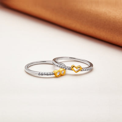 MOTHER & DAUGHTER INFINITY HEART RING SET