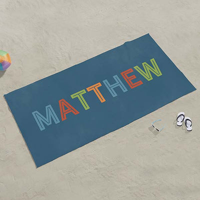Boy's Colorful Name Personalized Beach Towel