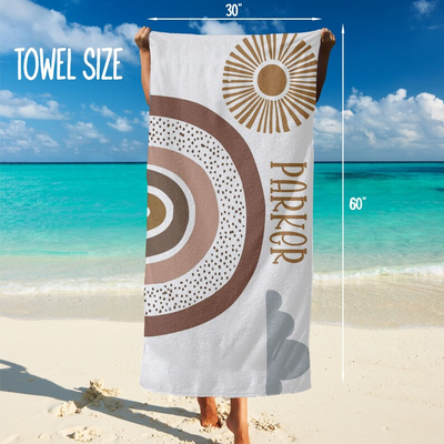 Personalized Beach Towel Boho Rainbow B63