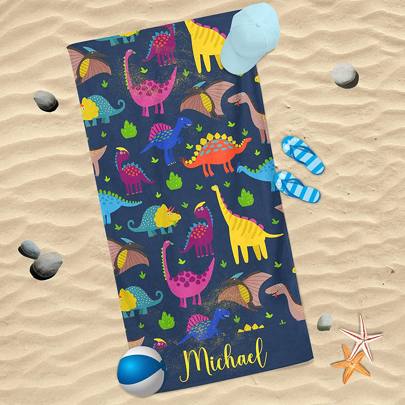 Personalized Beach Towel for Kids Boys with Name