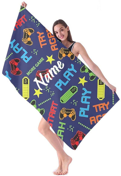Personalized  Video Game Controller Beach Towels