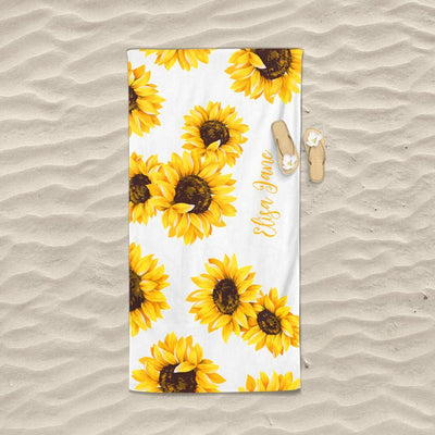 Personalized Beach Towels With Sunflower