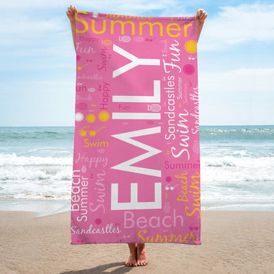 Personalized Gradient Word Art Beach Towels