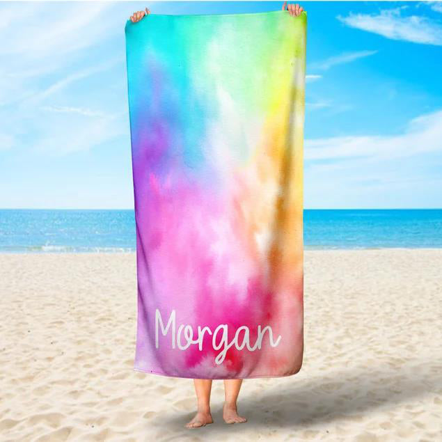 Personalized Beach Towel - Tie-Dye Fun