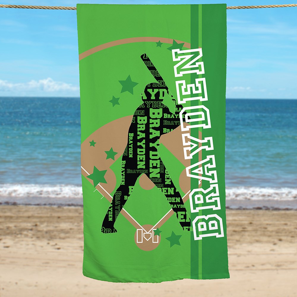 Word-Art Personalized Sports Player Beach Towel