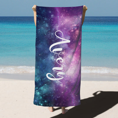 Personalized Galaxy Stars Beach Towel