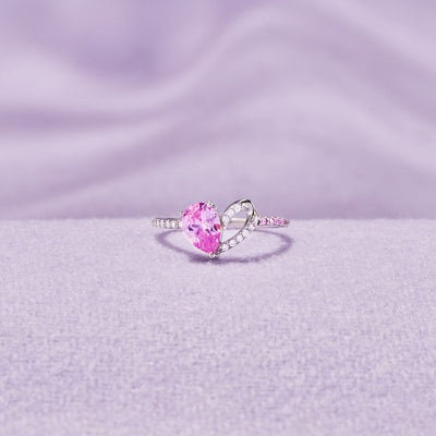 PINK HEART RING-HALF OF MY HEART LIVES IN HEAVEN WITH YOU FOREVER