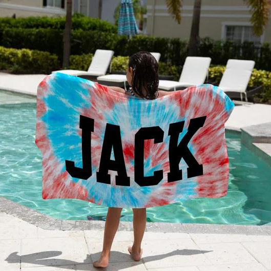 Personalized Red & Blue Tie Dye Towel