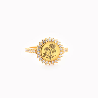 PERSONALIZED FAR AWAY FROM WORRIES FLOWERS RING