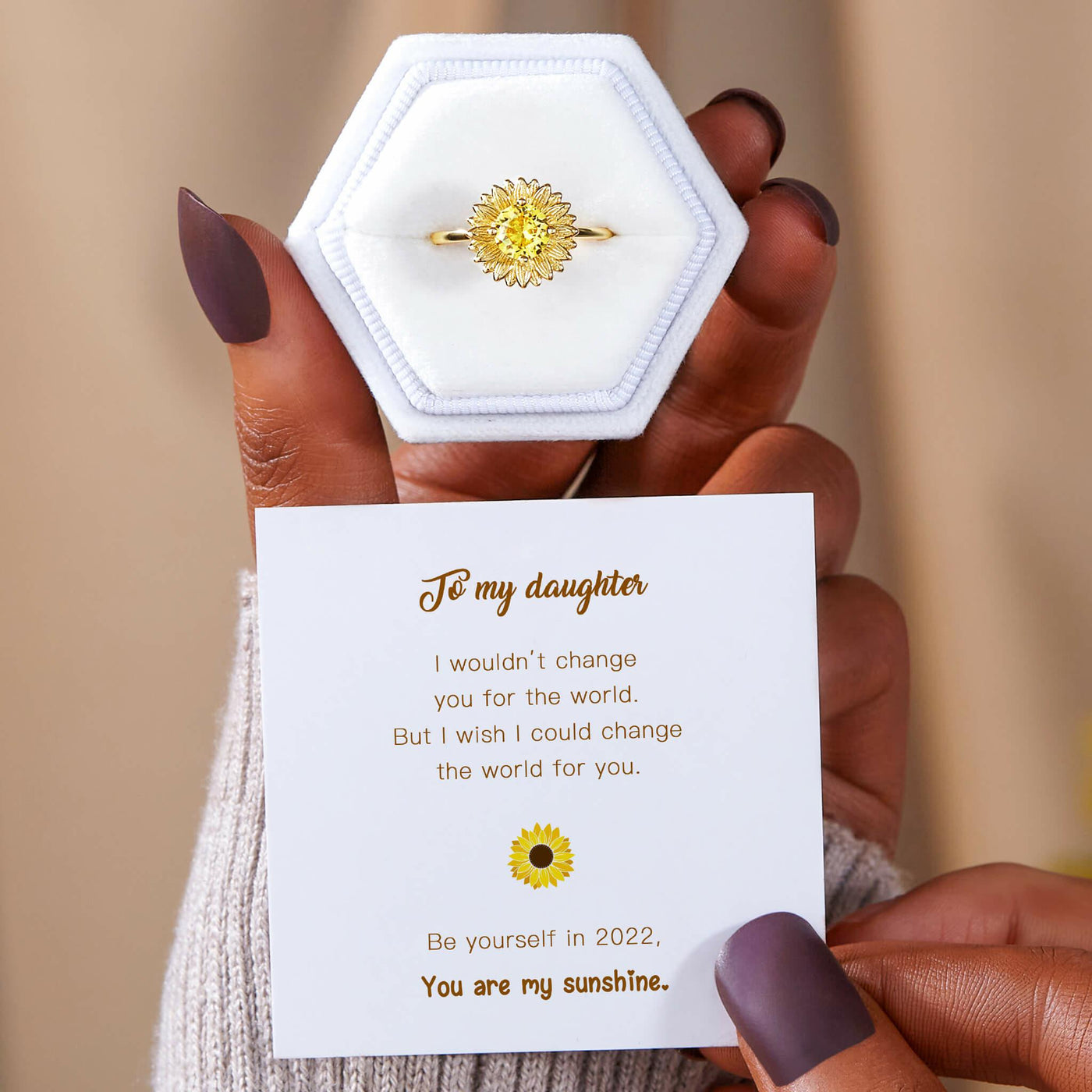 TO MY DAUGHTER BE YOURSELF IN 2022 SUNFLOWER RING