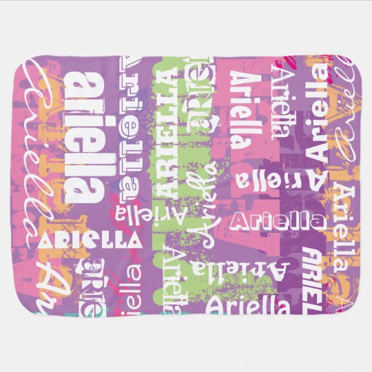 Personalized Girl's Purple Pink Subway Art Swaddle Blanket