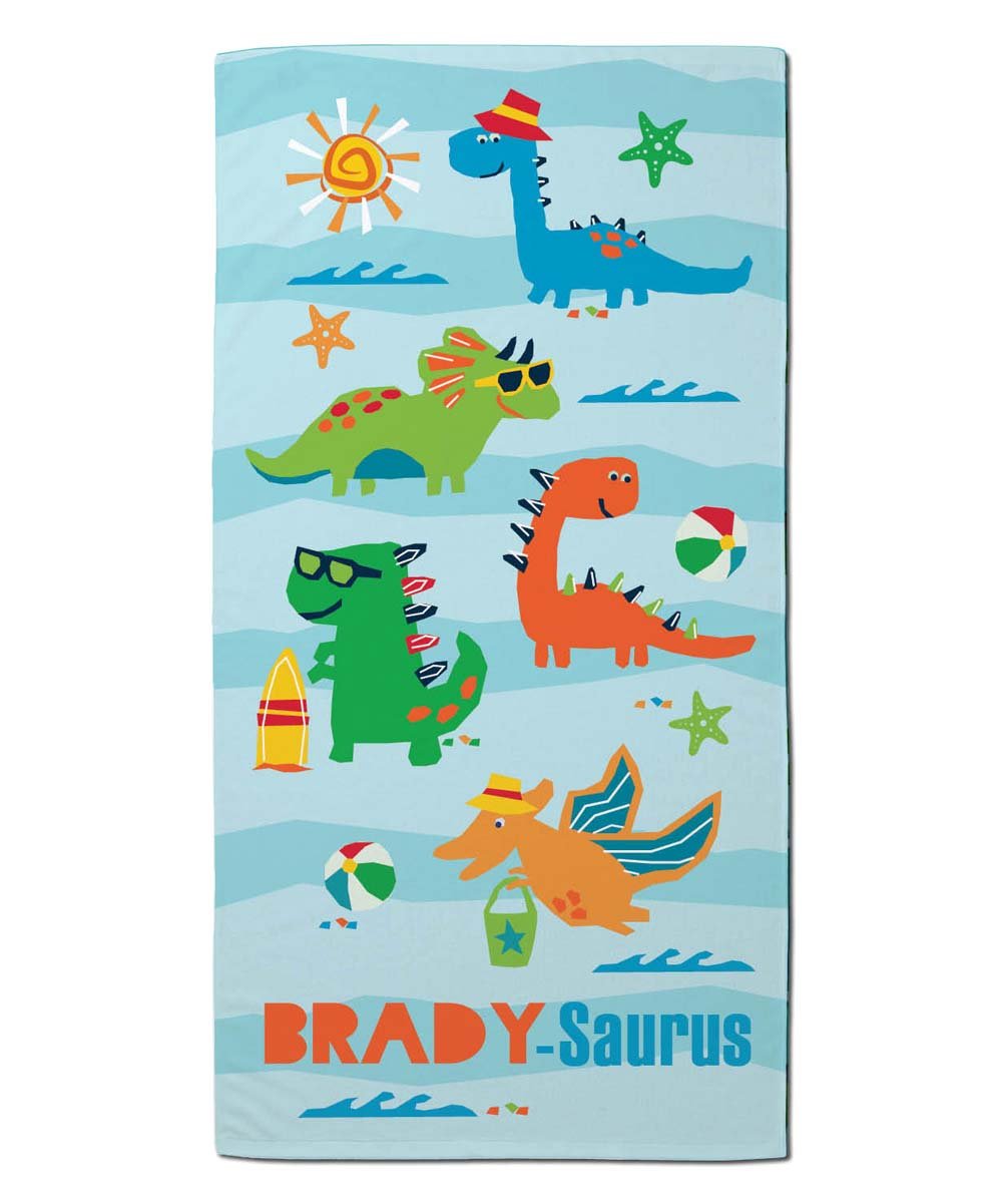 Aqua Summer Dino Fun! Personalized Beach Towel
