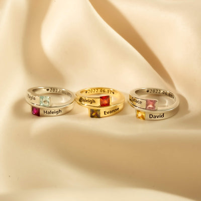 PERSONALIZED NAME & MEMORIAL DAY BIRTHSTONE RING