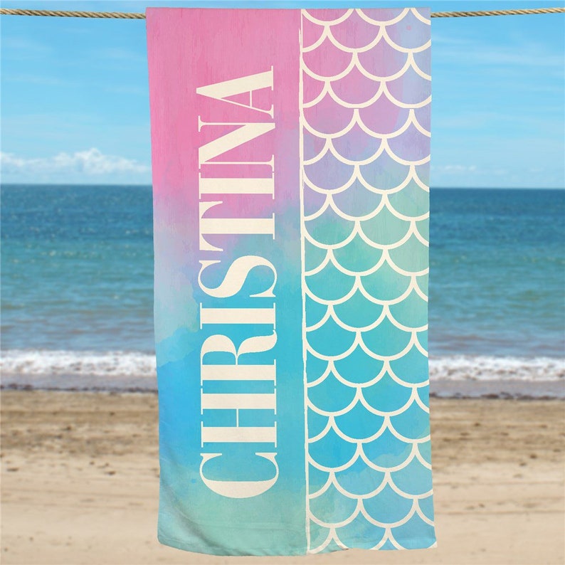 Mermaid Scales Personalized Beach Towel
